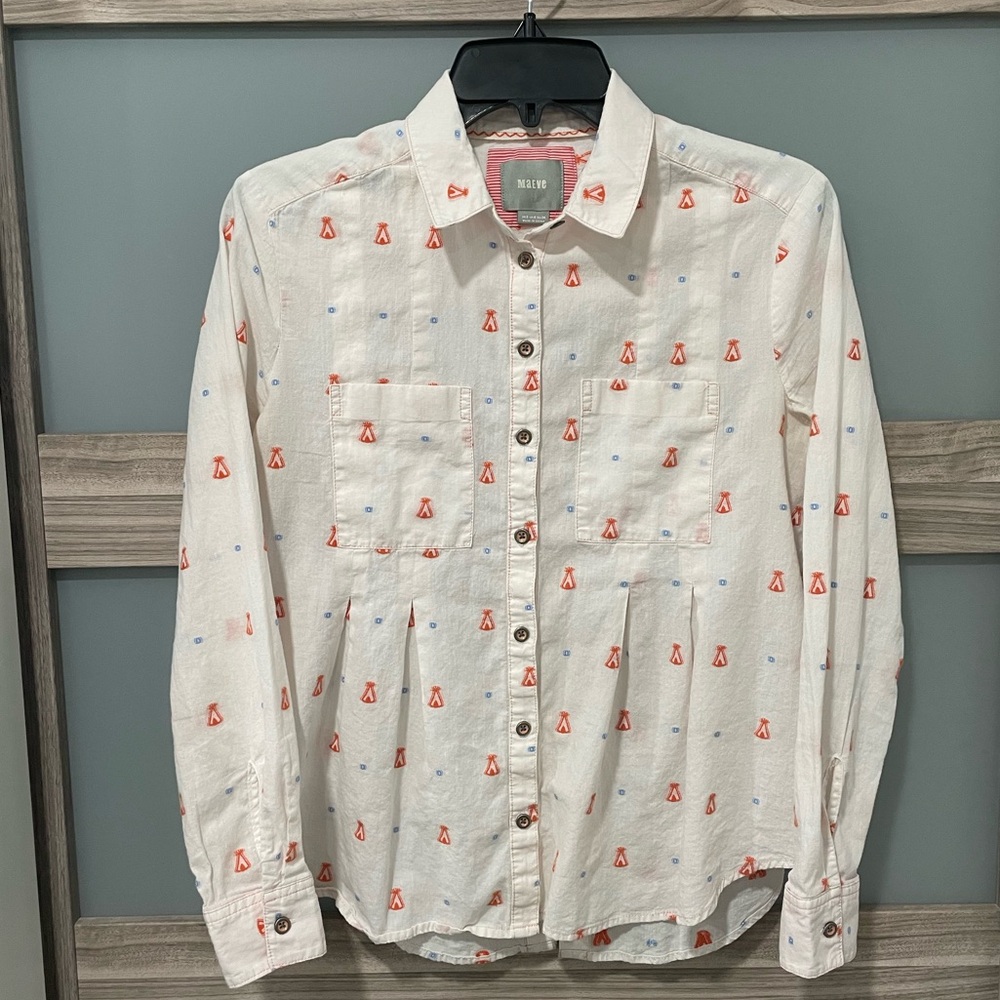 MAEVE by ANTHROPOLOGIE Miette Button Down Embroidered Teepee Shirt